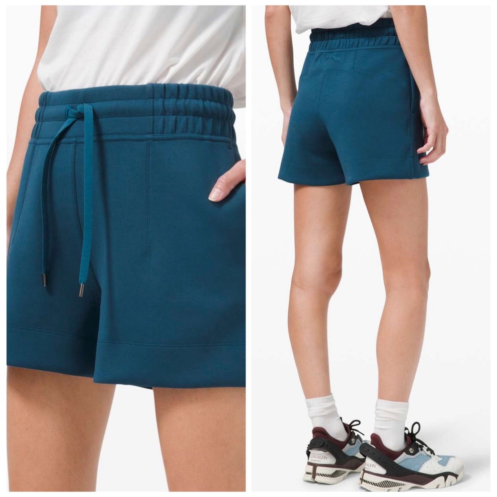 Lululemon Soft Ambitions High Rise Short 4" Blue Borealis W7BQVS Womens Size 12